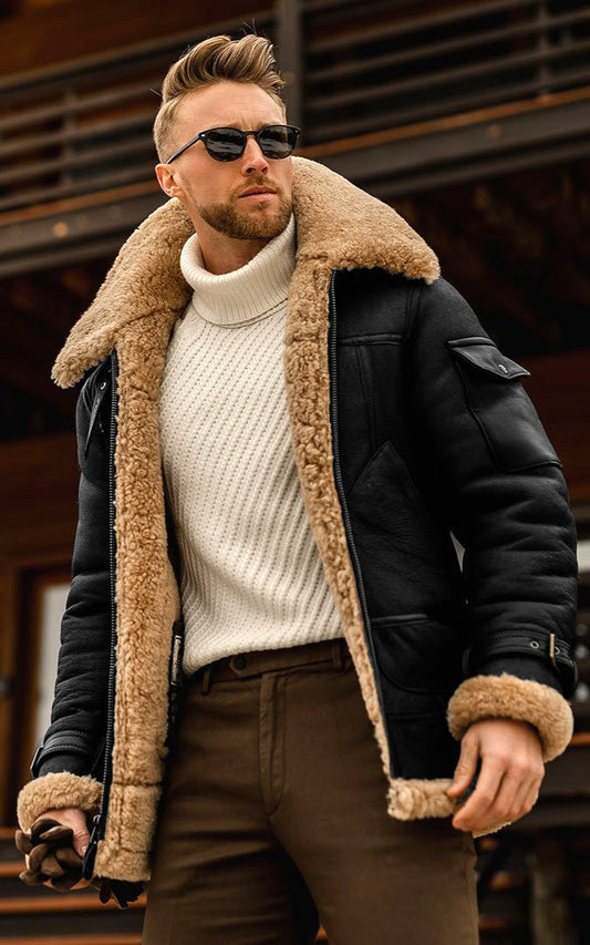 Shearling Aviator Bomber Jacket