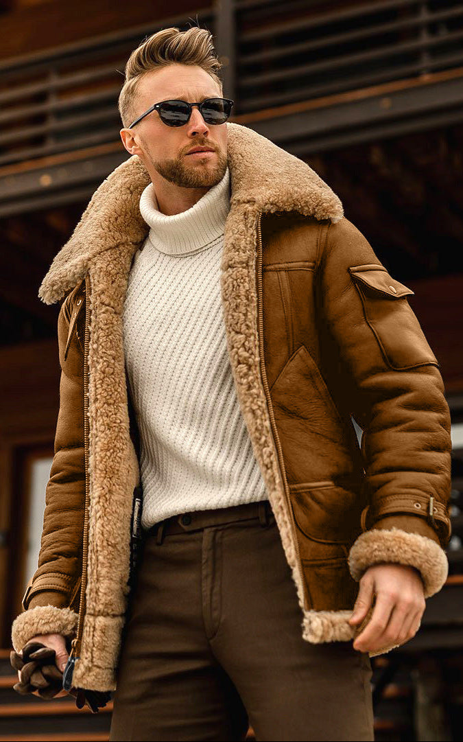Shearling Aviator Bomber Jacket