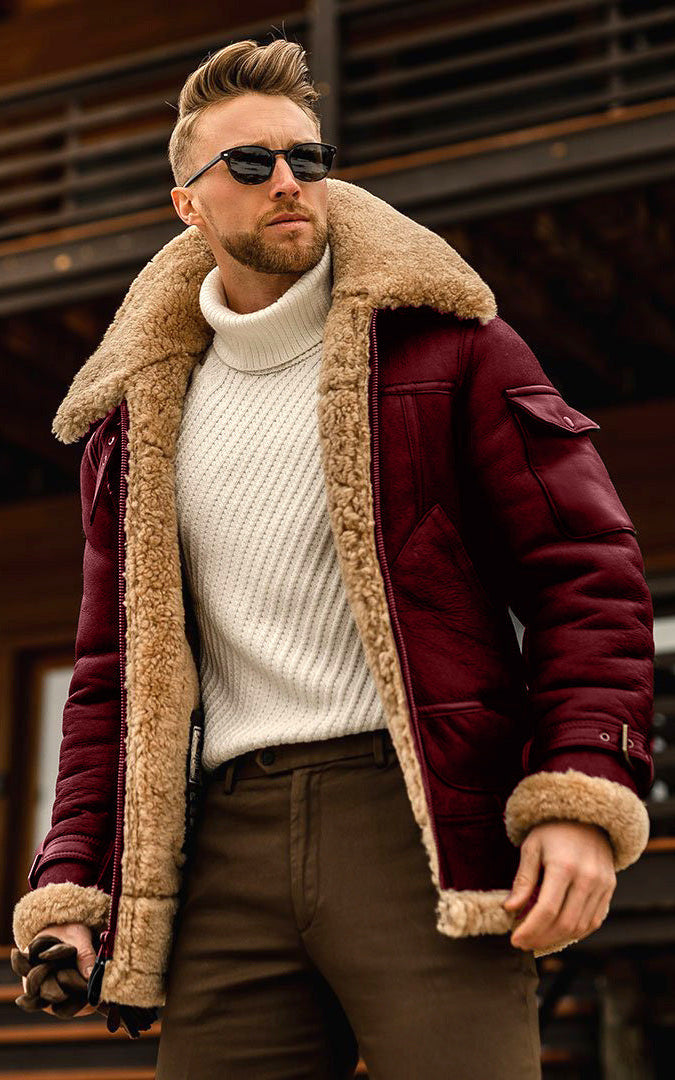 Shearling Aviator Bomber Jacket